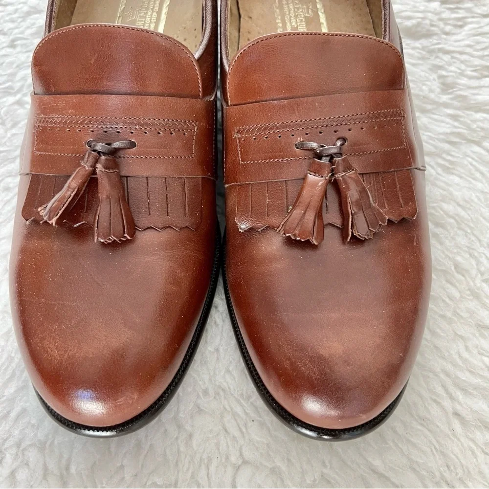 Stuart McGuire Vintage Brown Leather Men’s Slide On Shoes Size 11 D